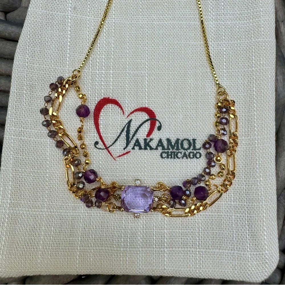Nakamol Vanessa Layered Beaded Bracelet Purple